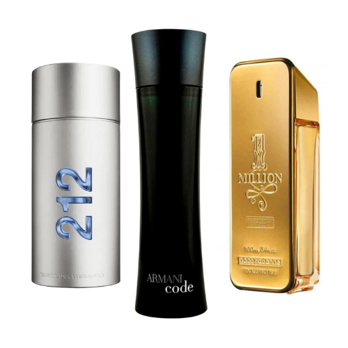 Kit de 3 perfumes 212 Men NYC, Paco Rabanne One Million y Armani Code Homme 100ml