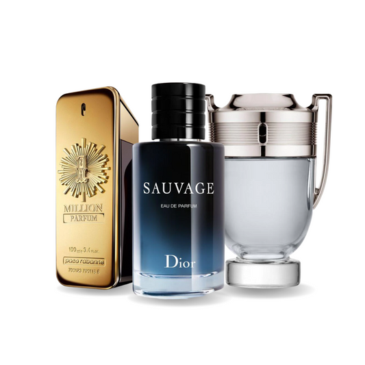 Kit de 3 Perfumes Paco Rabanne ONE MILLION, Dior SAUVAGE y Paco Rabanne INVICTUS 100ml