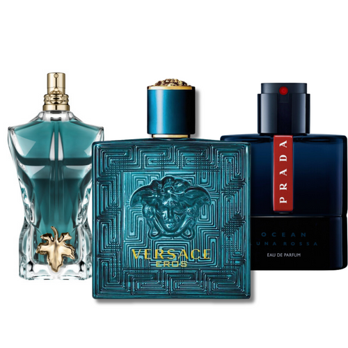 Kit de 3 Perfumes Prada Luna Rossa, Versace Eros y Le Beau (Eau de Parfum) – 100 ml